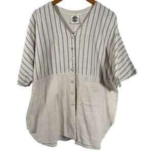 Produce Company Women’s Cotton Flax Blend Flowy Oversized Top Size Large